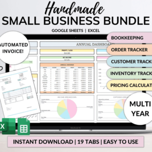 Small Business Bookkeeping Spreadsheet Inventory Tracker Order Tracker Product Handmade Pricing Calculator Client Tracker Google Sheet Excel